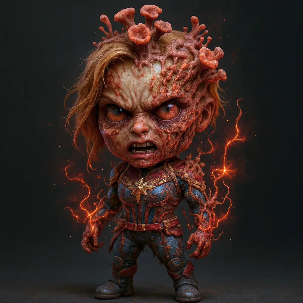 Carol Danvers como hospedeira fúngica em crossover Marvel e TLOU