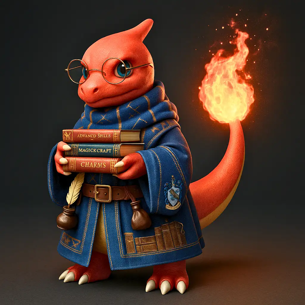 Charmeleon da Casa Corvinal Estudando Magia