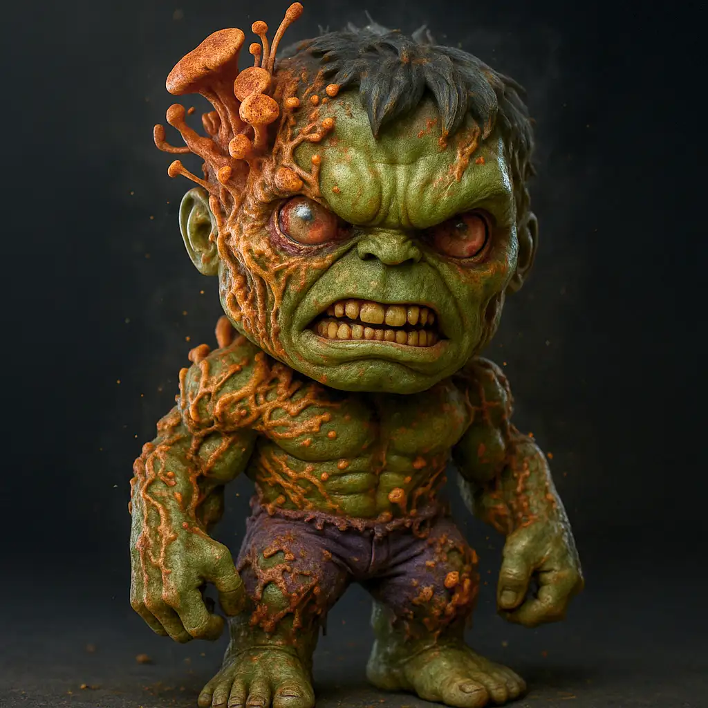 Bruce Banner transformado em monstruosidade fúngica