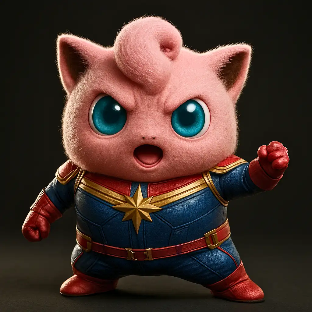 Heroína Cósmica: Jigglypuff como Carol Danvers em Arte 3D