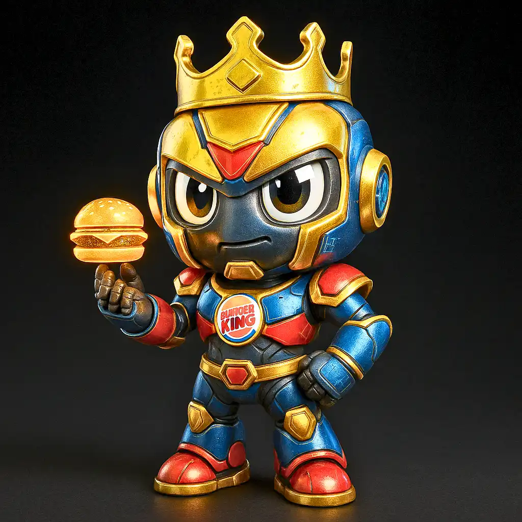 Mascote do Burger King reimaginado como monarca dos hambúrgueres