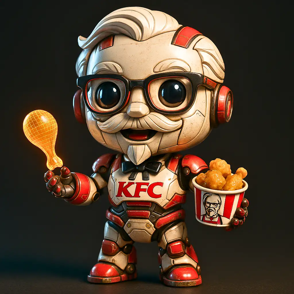 Mascote do KFC reimaginado como coronel detalhado
