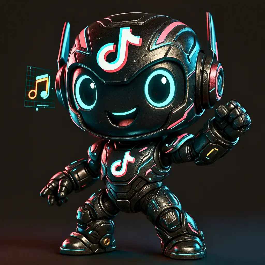 Mascote do TikTok reimaginado como robô com movimento