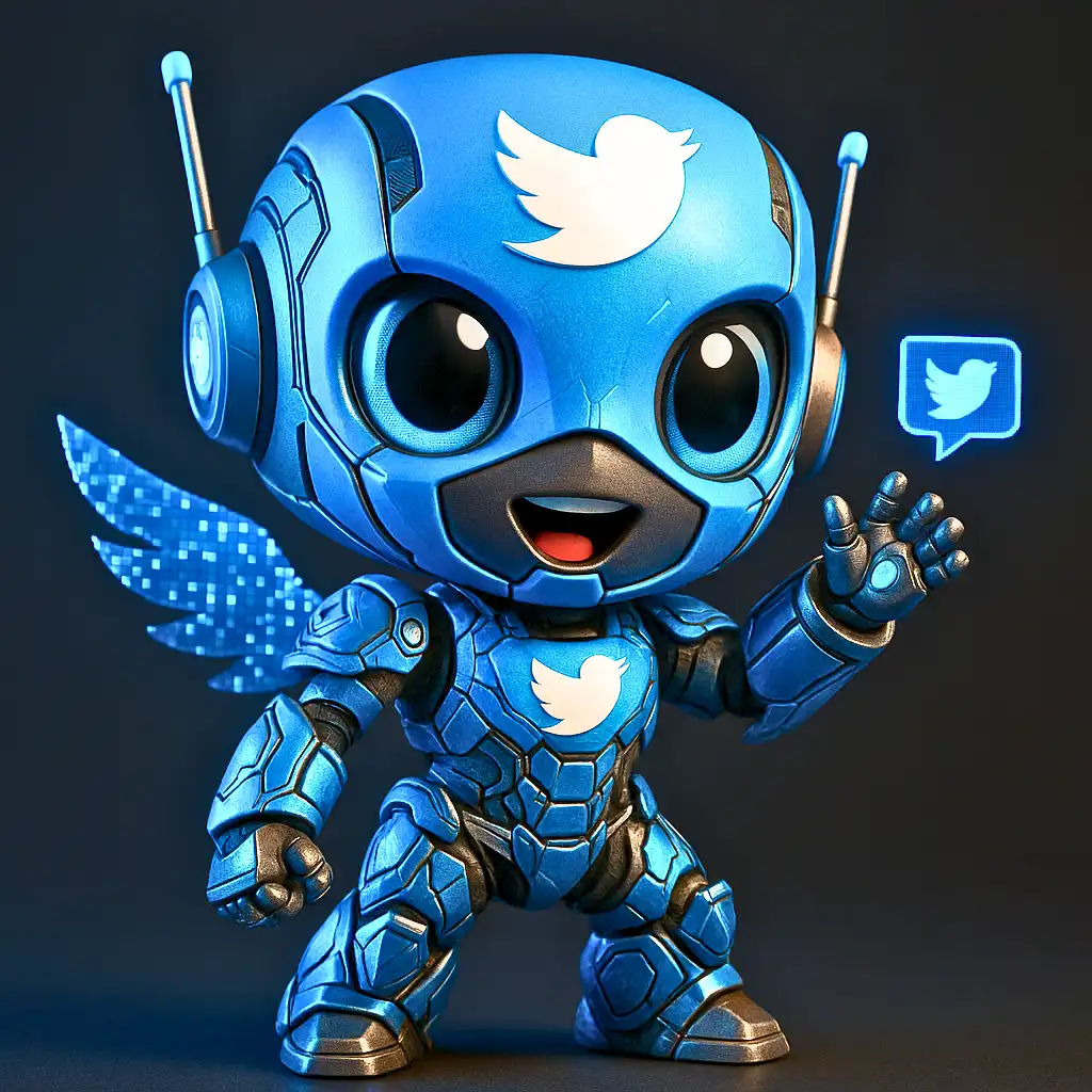 Mascote azul do Twitter reimaginado como robô mensageiro
