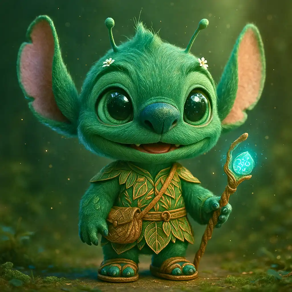 "Sylvan com pelagem verde, o protetor da floresta encantada"