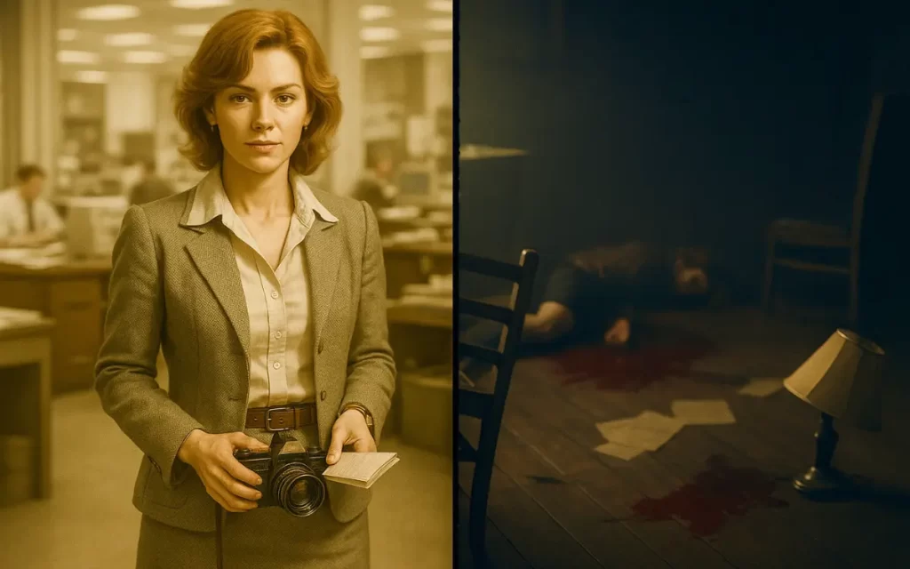 Comparação entre Alyssa Ashcroft em Outbreak e cena de seu assassinato no Hotel Remwood