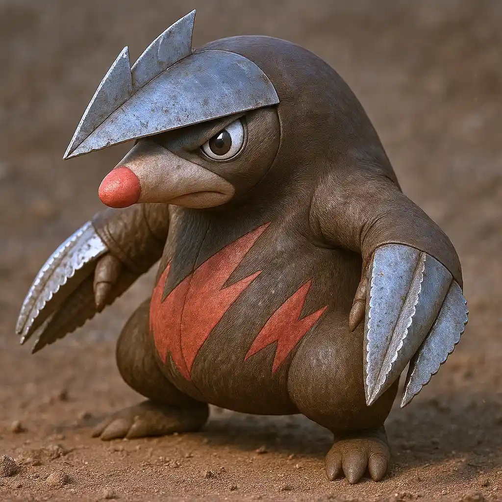 Renderização 3D de Excadrill com detalhes de adaptação subterrânea