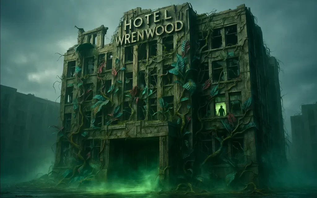Hotel Wrenwood abandonado e parcialmente destruído em Resident Evil Requiem
Slug: hotel-wrenwood-requiem