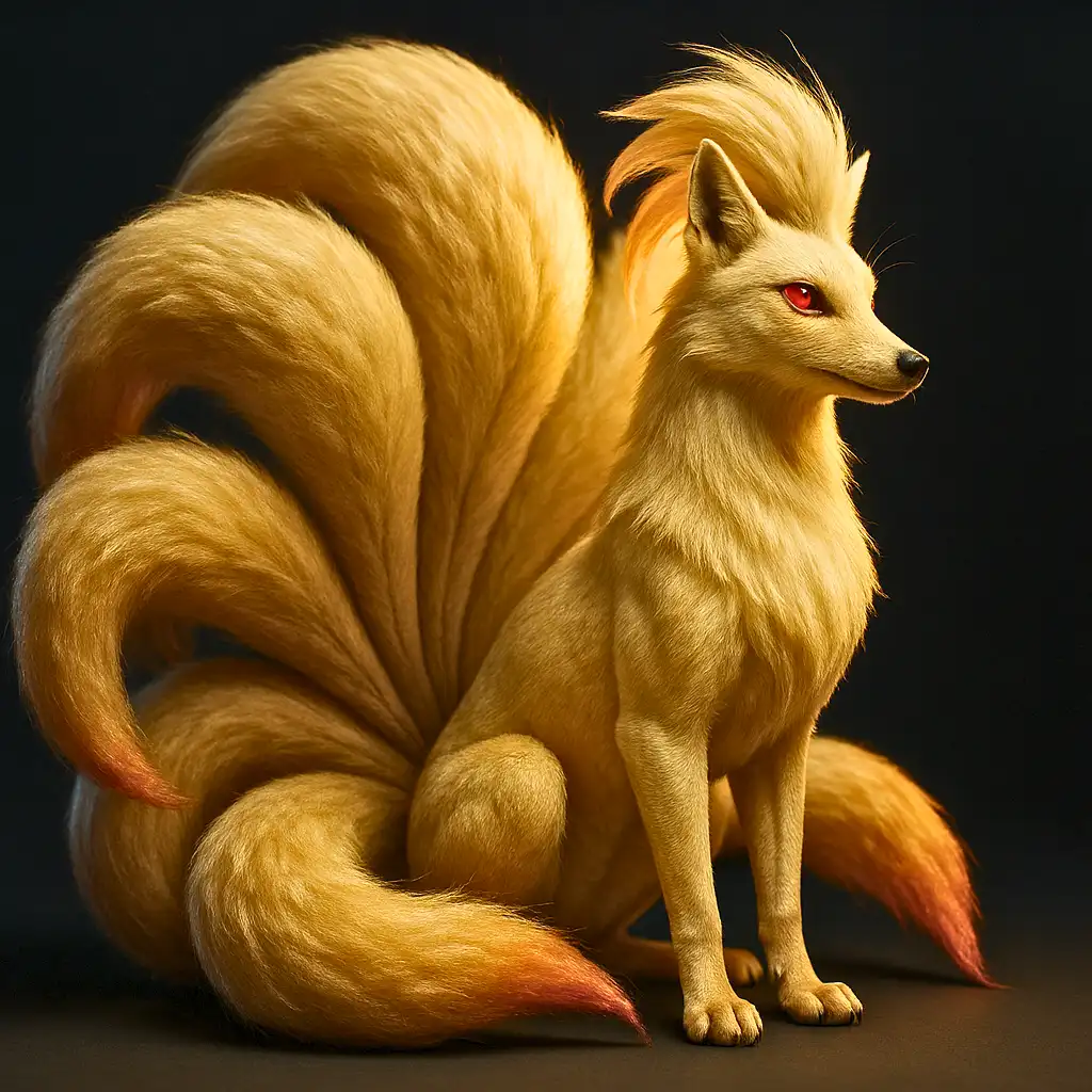 Ninetales em versão ultra realista com nove caudas detalhadas