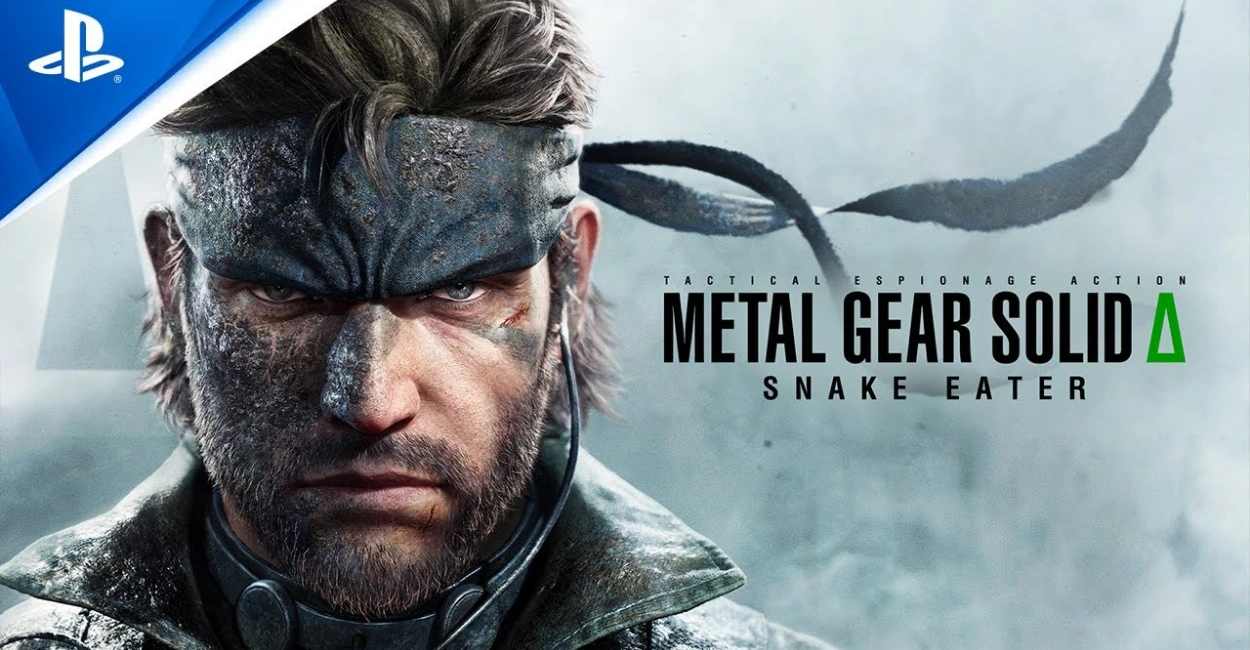 Close-up cinematográfico de Naked Snake com bandana, expressão intensa e iluminação dramática destacando cicatrizes em Metal Gear Solid Delta Snake Eater
